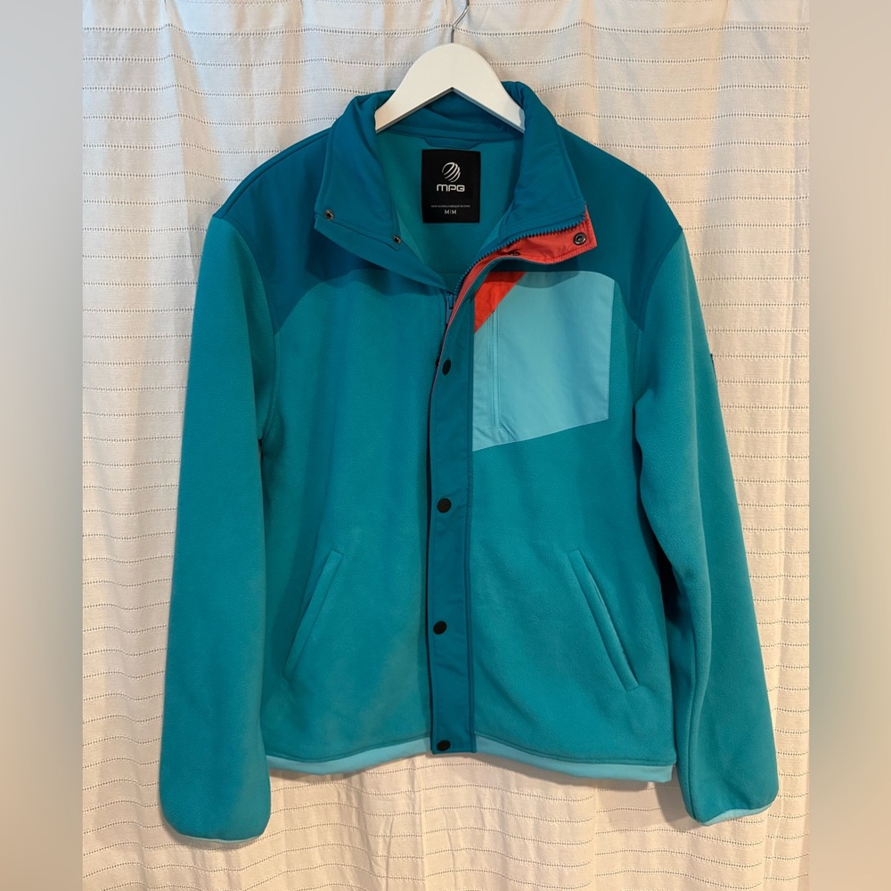 MPG Aqua Fleece Outerwear Button Full Zip Jacket Size Medium - Picture 1 of 10